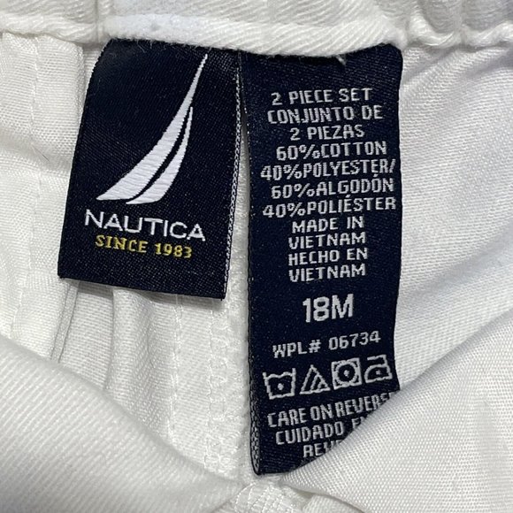Nautica Toddler Boys White Cotton Shorts Elastic Waist And Pockets Size 18 Month - Picture 4 of 7